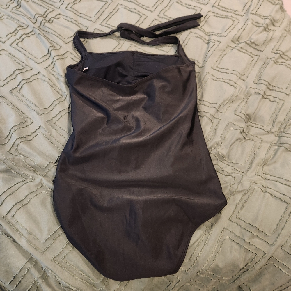 Black one piece  bathing suit. Ties qt the neck. Never worn. Size XL - Picture 3 of 3